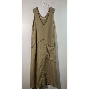 Womens Cynthia Ashby‎ Linen Lagenlook Midi Dress Jumper Brown S Linen Pockets
